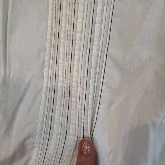 Guess Men M Pleated Button Down Short Sleeve Creamy Stripe - Picture 5 of 13